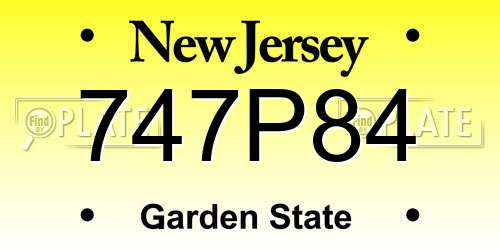 747P84 New Jersey License Plate