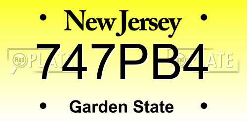 747PB4 New Jersey License Plate