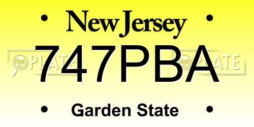 747PBA New Jersey License Plate