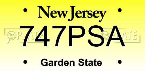 747PSA New Jersey License Plate