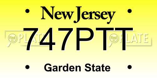 747PTT New Jersey License Plate