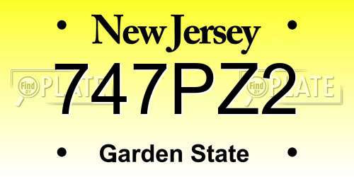 747PZ2 New Jersey License Plate