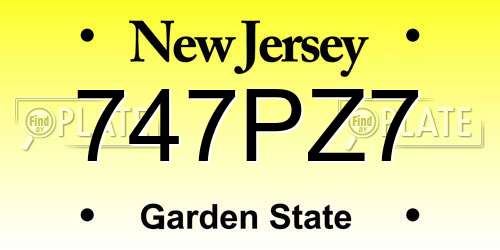 747PZ7 New Jersey License Plate