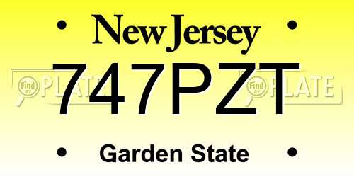 747PZT New Jersey License Plate