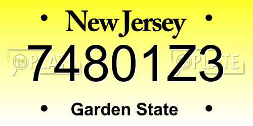 74801Z3 New Jersey License Plate