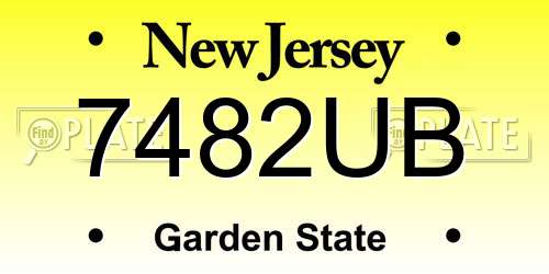 7482UB New Jersey License Plate