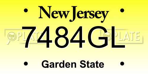 7484GL New Jersey License Plate