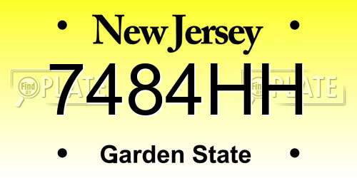 7484HH New Jersey License Plate