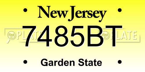 7485BT New Jersey License Plate