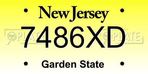 7486XD New Jersey License Plate