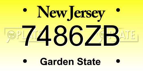 7486ZB New Jersey License Plate