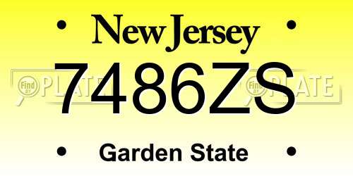 7486ZS New Jersey License Plate