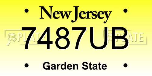 7487UB New Jersey License Plate
