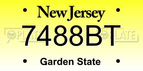 7488BT New Jersey License Plate