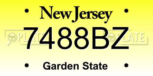 7488BZ New Jersey License Plate
