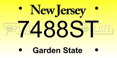 7488ST New Jersey License Plate
