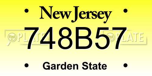 748B57 New Jersey License Plate