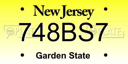 748BS7 New Jersey License Plate