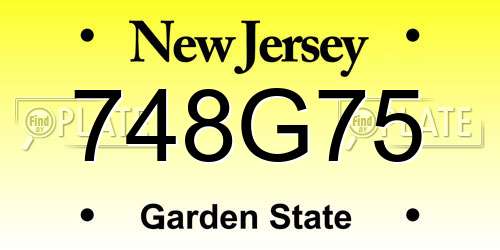 748G75 New Jersey License Plate
