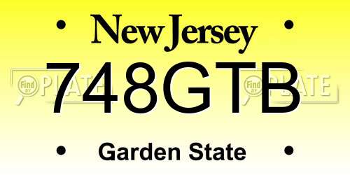 748GTB New Jersey License Plate