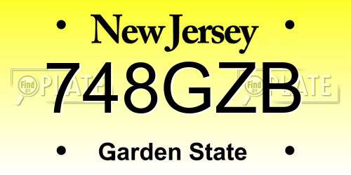 748GZB New Jersey License Plate