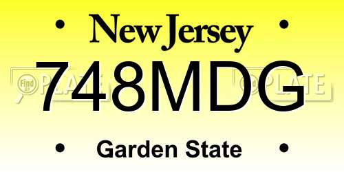 748MDG New Jersey License Plate