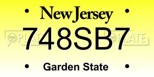 748SB7 New Jersey License Plate