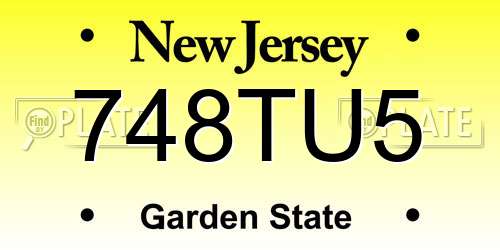 748TU5 New Jersey License Plate