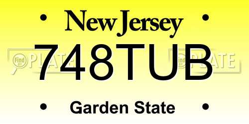 748TUB New Jersey License Plate