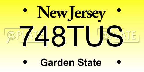 748TUS New Jersey License Plate