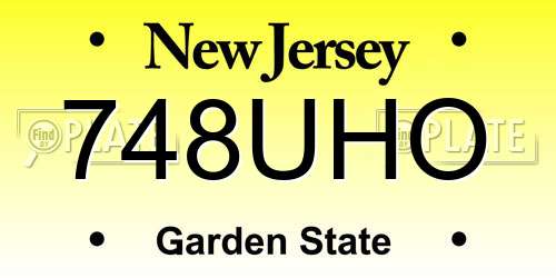 748UHO New Jersey License Plate