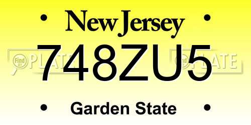 748ZU5 New Jersey License Plate
