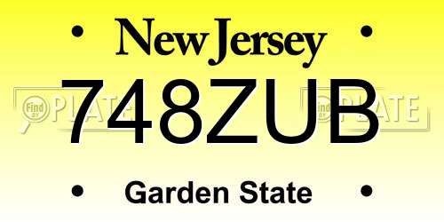 748ZUB New Jersey License Plate