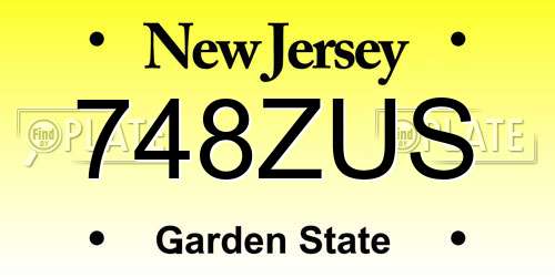748ZUS New Jersey License Plate