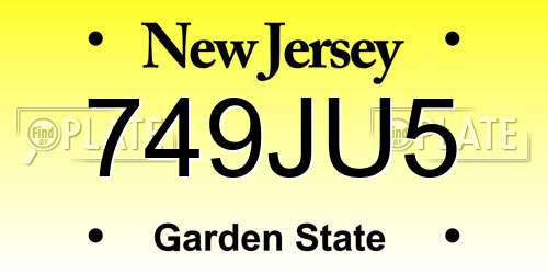 749JU5 New Jersey License Plate