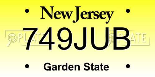749JUB New Jersey License Plate