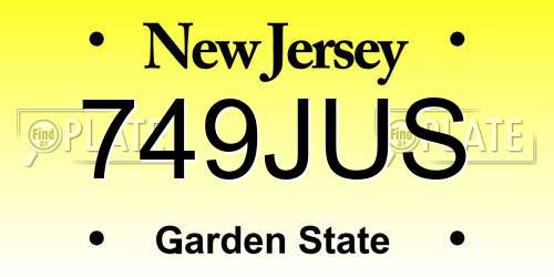 749JUS New Jersey License Plate
