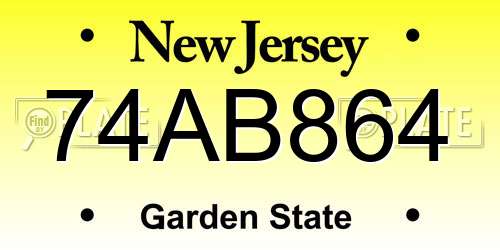 74AB864 New Jersey License Plate