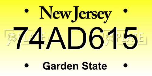 74AD615 New Jersey License Plate