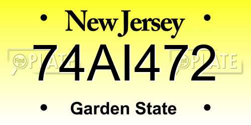 74AI472 New Jersey License Plate