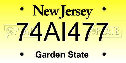 74AI477 New Jersey License Plate