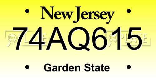 74AQ615 New Jersey License Plate