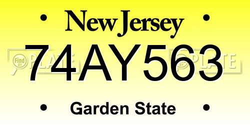 74AY563 New Jersey License Plate