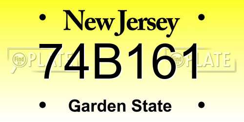 74B161 New Jersey License Plate