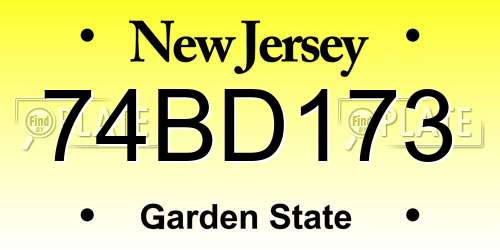 74BD173 New Jersey License Plate