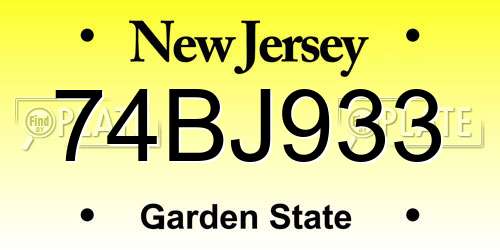 74BJ933 New Jersey License Plate
