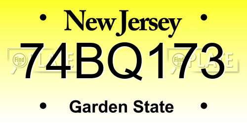 74BQ173 New Jersey License Plate
