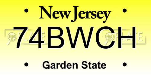 74BWCH New Jersey License Plate