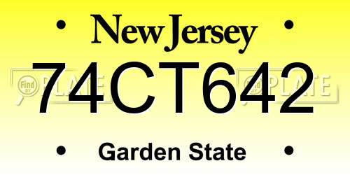 74CT642 New Jersey License Plate