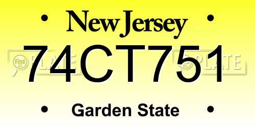 74CT751 New Jersey License Plate